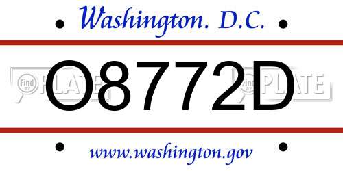 O8772D District Of Columbia License Plate