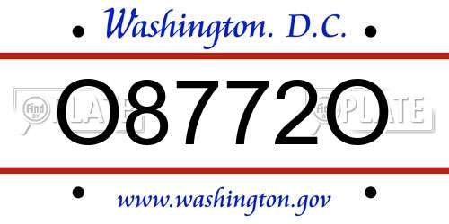 O8772O District Of Columbia License Plate