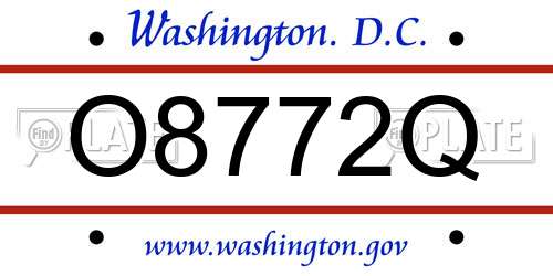 O8772Q District Of Columbia License Plate
