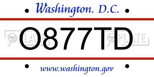 O877TD District Of Columbia License Plate