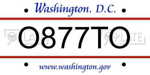 O877TO District Of Columbia License Plate