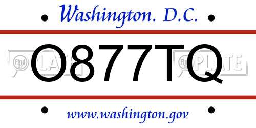 O877TQ District Of Columbia License Plate