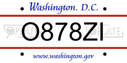 O878ZI District Of Columbia License Plate