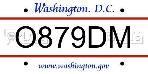 O879DM District Of Columbia License Plate