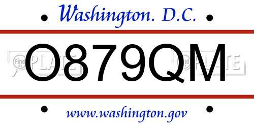 O879QM District Of Columbia License Plate