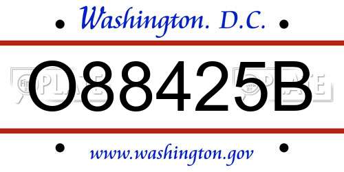 O88425B District Of Columbia License Plate