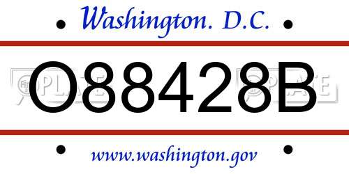 O88428B District Of Columbia License Plate