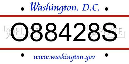 O88428S District Of Columbia License Plate