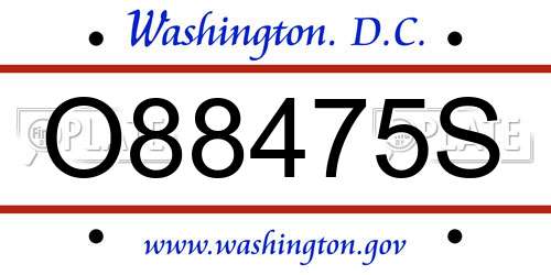O88475S District Of Columbia License Plate