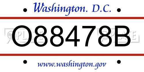O88478B District Of Columbia License Plate