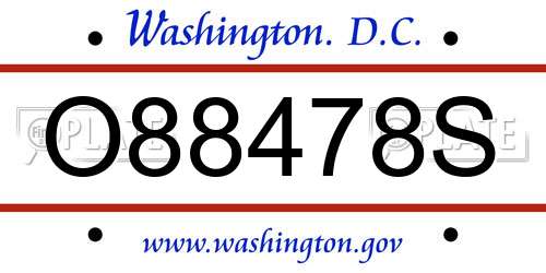 O88478S District Of Columbia License Plate