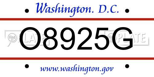 O8925G District Of Columbia License Plate