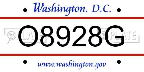 O8928G District Of Columbia License Plate