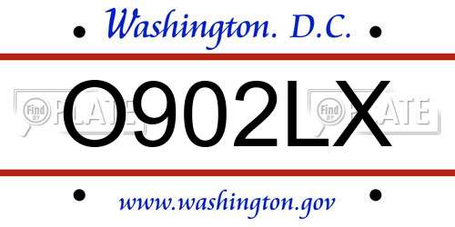 O902LX District Of Columbia License Plate