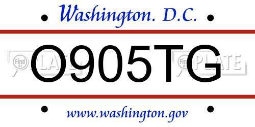 O905TG District Of Columbia License Plate