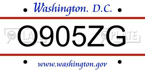 O905ZG District Of Columbia License Plate