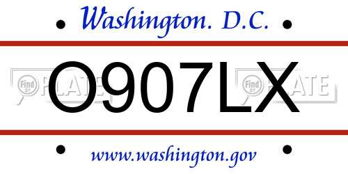 O907LX District Of Columbia License Plate