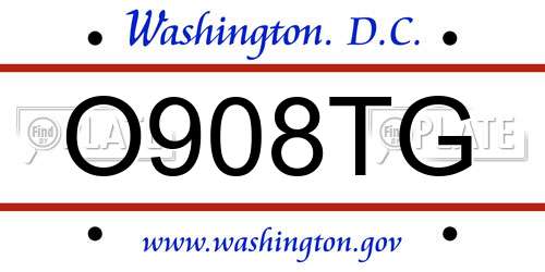 O908TG District Of Columbia License Plate