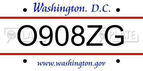 O908ZG District Of Columbia License Plate