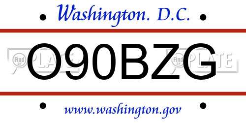 O90BZG District Of Columbia License Plate