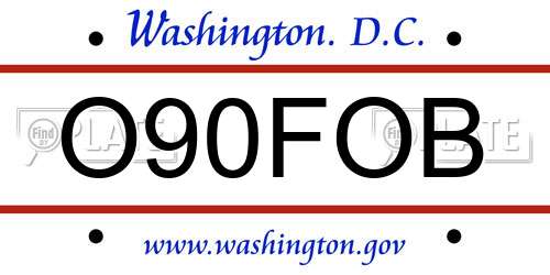 O90FOB District Of Columbia License Plate