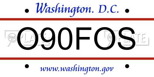 O90FOS District Of Columbia License Plate