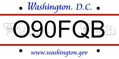 O90FQB District Of Columbia License Plate