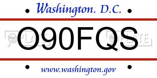 O90FQS District Of Columbia License Plate