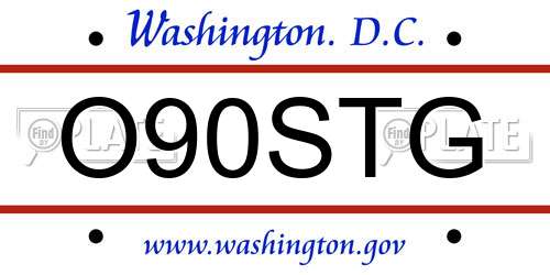 O90STG District Of Columbia License Plate