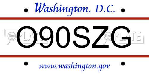 O90SZG District Of Columbia License Plate