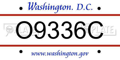 O9336C District Of Columbia License Plate