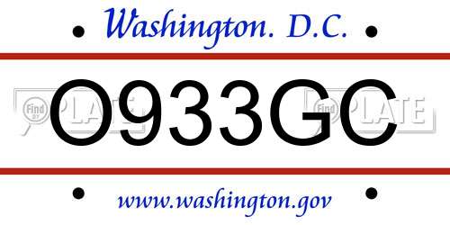 O933GC District Of Columbia License Plate