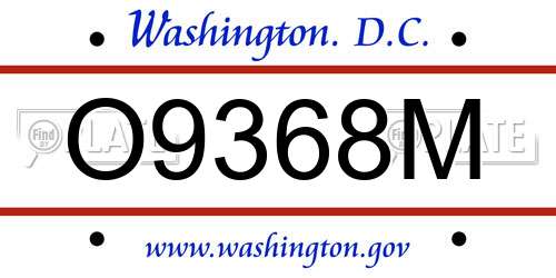O9368M District Of Columbia License Plate