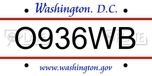 O936WB District Of Columbia License Plate
