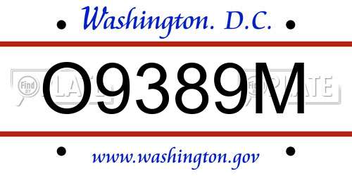 O9389M District Of Columbia License Plate