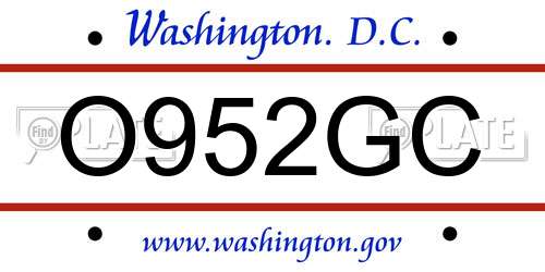 O952GC District Of Columbia License Plate