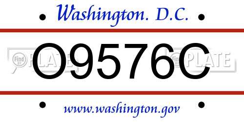 O9576C District Of Columbia License Plate