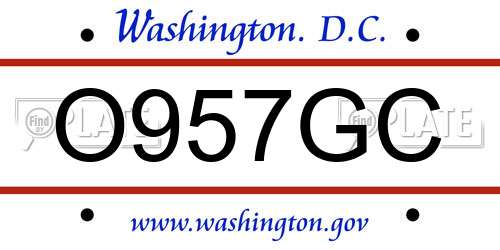 O957GC District Of Columbia License Plate