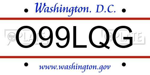 O99LQG District Of Columbia License Plate