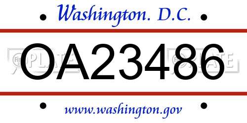 OA23486 District Of Columbia License Plate