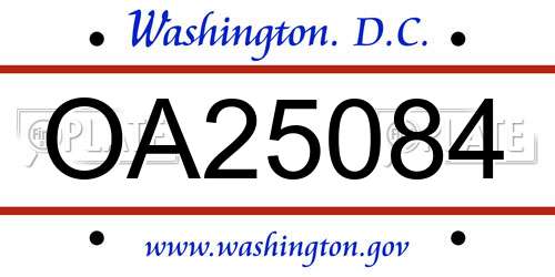 OA25084 District Of Columbia License Plate