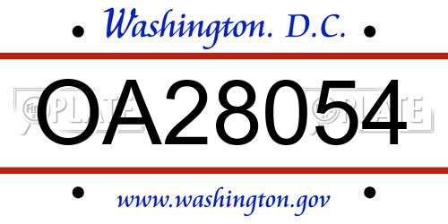 OA28054 District Of Columbia License Plate