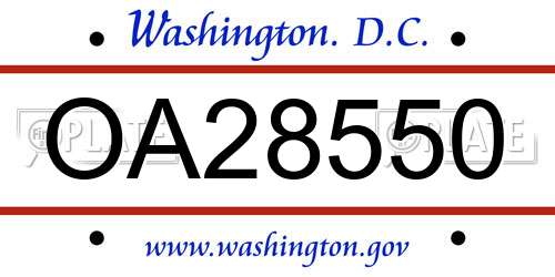 OA28550 District Of Columbia License Plate