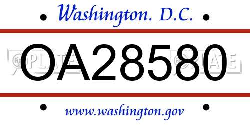 OA28580 District Of Columbia License Plate