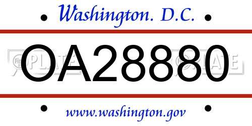 OA28880 District Of Columbia License Plate