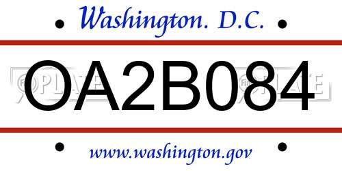 OA2B084 District Of Columbia License Plate