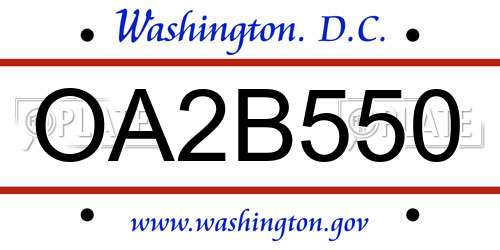 OA2B550 District Of Columbia License Plate