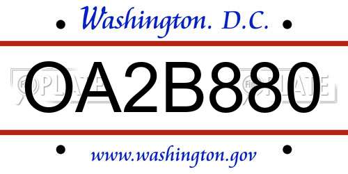 OA2B880 District Of Columbia License Plate