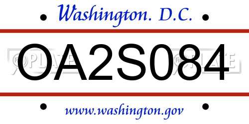 OA2S084 District Of Columbia License Plate