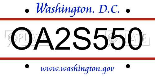 OA2S550 District Of Columbia License Plate